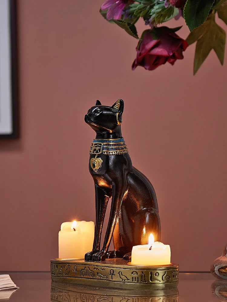 Подсвечник украшение для дома подсвечник в виде чашки египетского кота