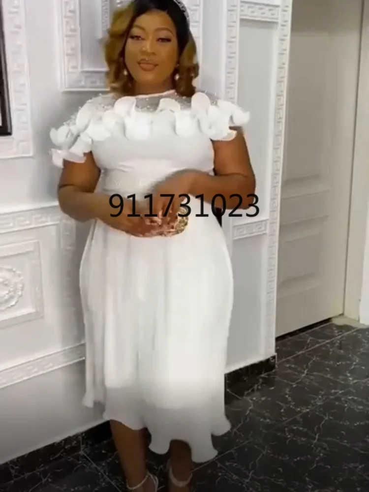 Plus Size Clothing for Women Summer African New Arrival Yellow White Dress Dresses Clothes | Тематическая одежда и