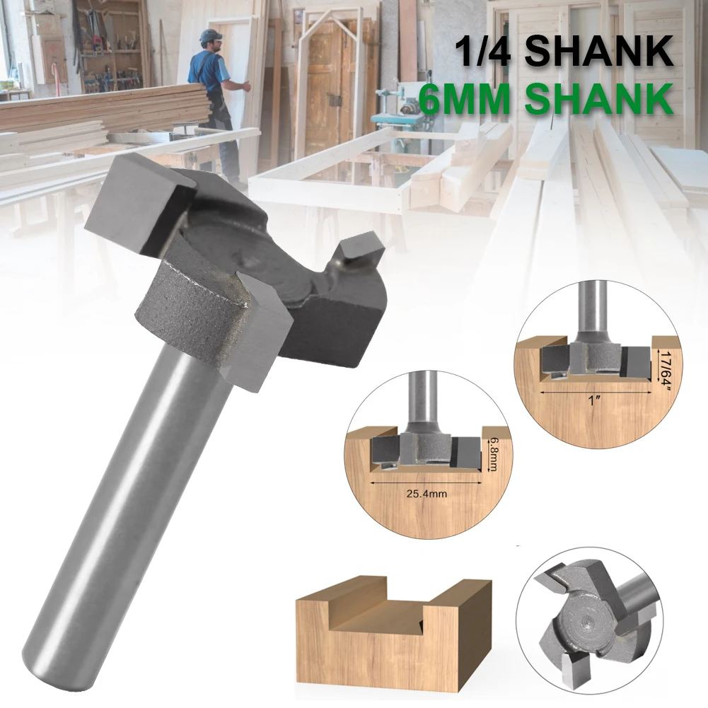 

CNC Spoilboard Surfacing Router Bits, 1/4 inch 6mm Shank 1 inch Cutting Diameter, Slab Flattening Router Bit Planing Bit Wood