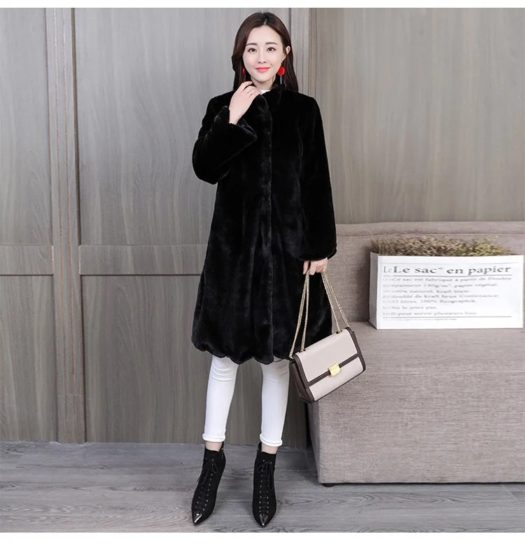 Plus size Faux Mink Fur Jacket Coat For Women's Winter Long Warm Fur Parka Jacket Female Mink Fur Coat Womens Loose Outwear