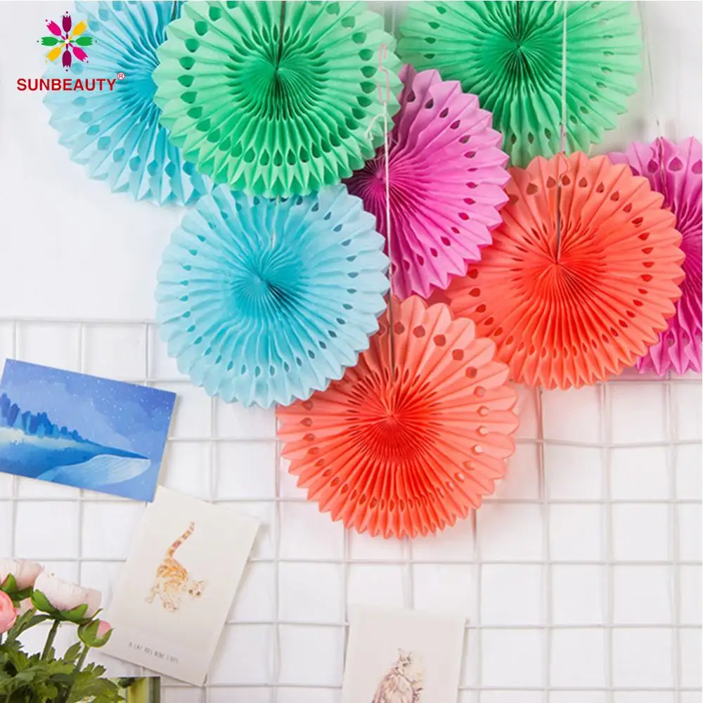 

Cut-out Paper Fans Decorations Hanging Flower Paper Crafts 5pcs Mixed Colors Tissue Baby Showers Wedding Birthday Party Supplies
