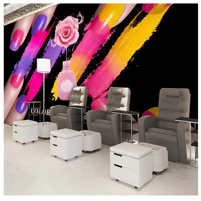 the United States personalized 3D nail polish watercolor graffiti wallpaper beauty salon makeup shop background Waterproof | Обустройство