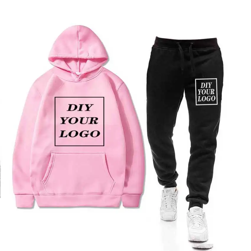 custom logo Print Мужские комплекты, спортивная одежда, Толстая Толстовка+ штаны, логотип «сделай сам», спортивные костюмы, повседневные толстовки, спортивный костюм, мужская спортивная одежда, спортивные штаны для фитнеса - Цвет: custom logo Print