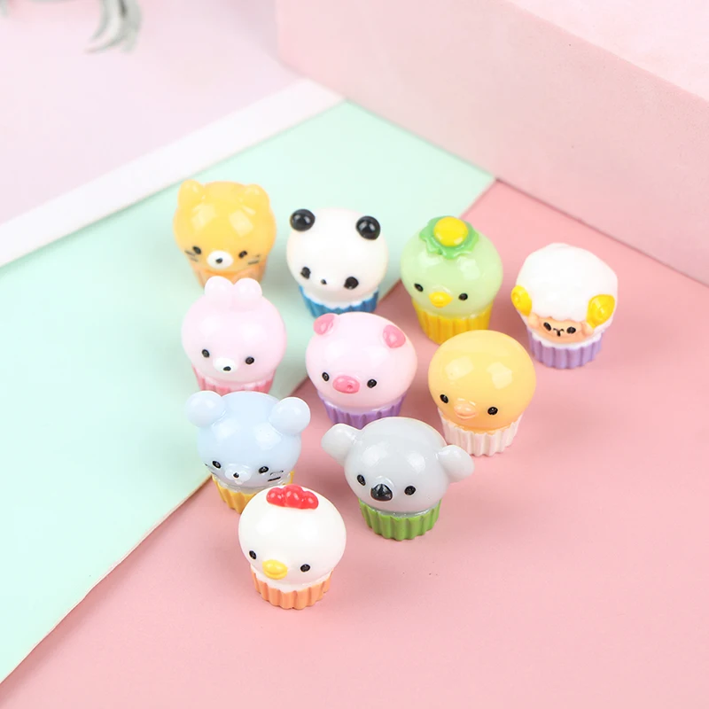 

10PCS 1:12 Scale Dollhouse Miniature Cartoon Animal Mini Cake Food Toys For Blyth Barbies Doll House Kitchen Model Accessories