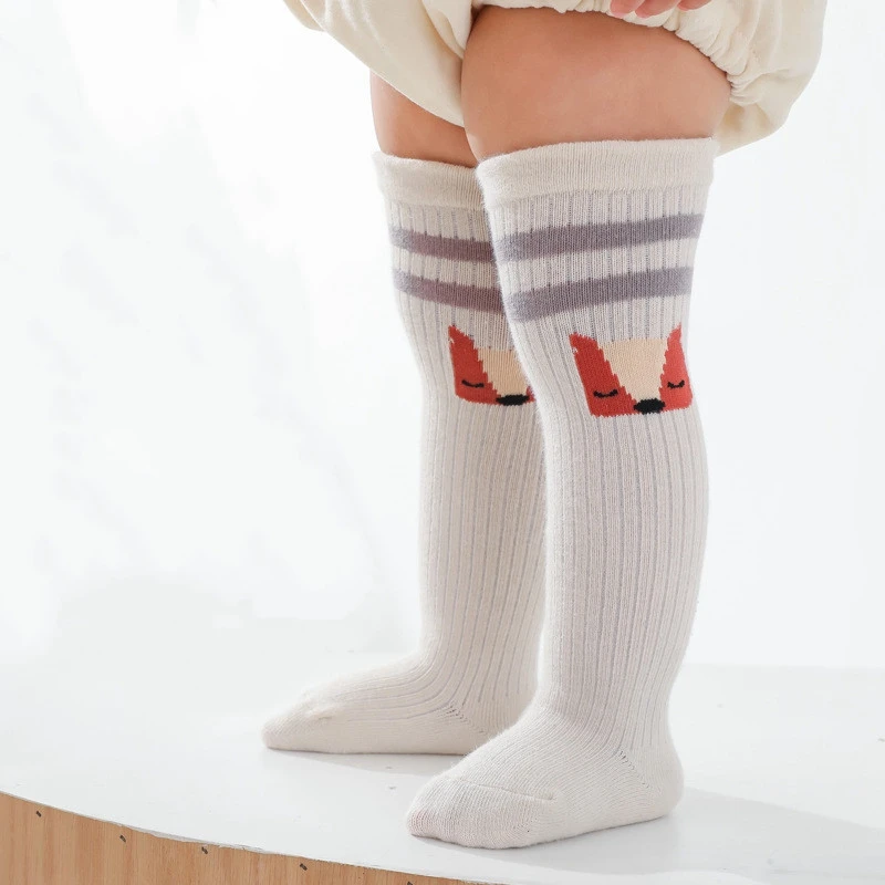 1 par beb&eacute; ni&ntilde;os ni&ntilde;as medias de algod&oacute;n de dibujos animados de ni&ntilde;os Oto&ntilde;o Invierno calentador de la pierna Calcetines Ni&ntilde;o antideslizante hasta la rodilla medias largas calcet&iacute;n-3