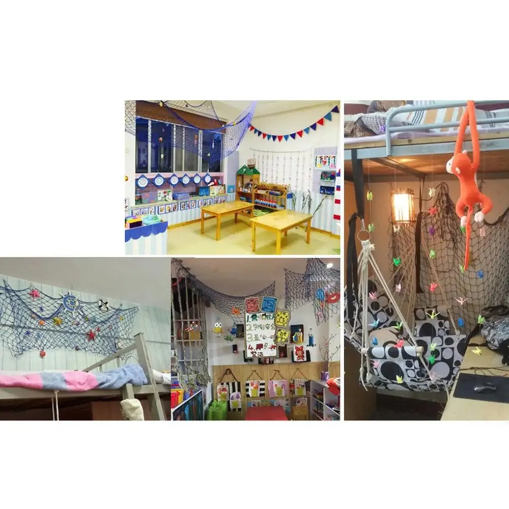 

Fishing Net Wall Hangings Decor with Seashells Rustic Nautical Style Wall Hangings Ornaments Decorative For Home Bar