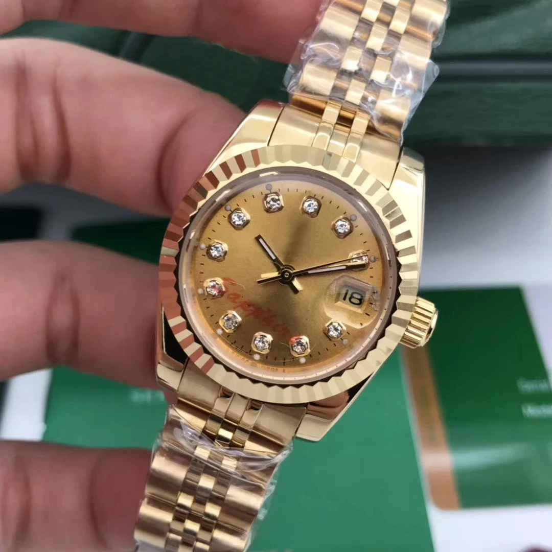 

Classic New Stainless Steel Sapphire Watch Women Lady Automatic Mechanical Diamond Silver Gold Black White Datejust 26mm