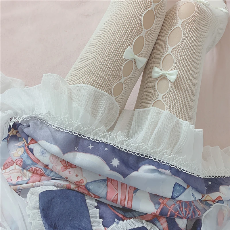 

Harajuku Female Hollow Out New Soft Hot Socks Women's Sweet Girls Thin Elastic Bow All Match High Quality Pantyhose