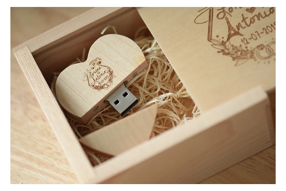 JASTER(более 10 шт. бесплатный логотип) USB 2,0 деревянное сердце+ коробка usb флэш-накопитель 4 ГБ 8 ГБ 16 ГБ 32 ГБ 64 Гб 128 ГБ Флешка внешний накопитель