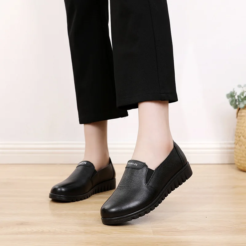 ZZPOHE женские туфли из натуральной кожи на плоской подошве повседневные без