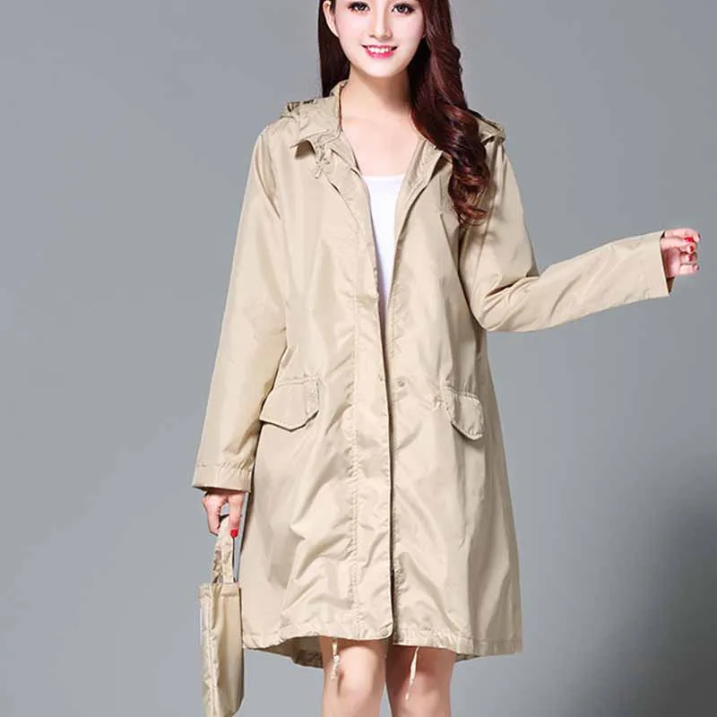 

Raincoat Fashion Ladies Rain Coat Breathable Ladies Long Raincoats Women Portable Water-Repellent Raincoat Women Rainwear Adult