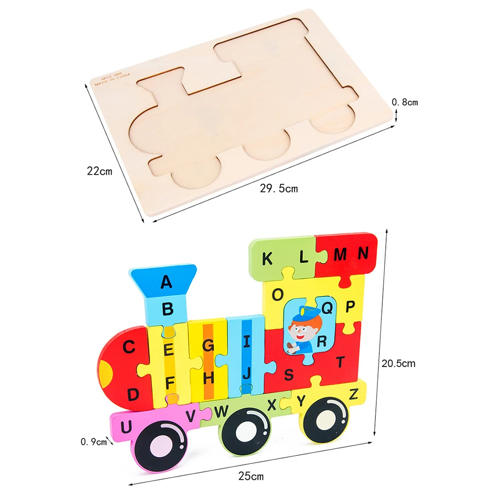 

New English Alphabet Animal Traffic Wooden 3D Puzzle Toy Baby Early Cognitive Educational Learning Toys for Children Jigsaw Game