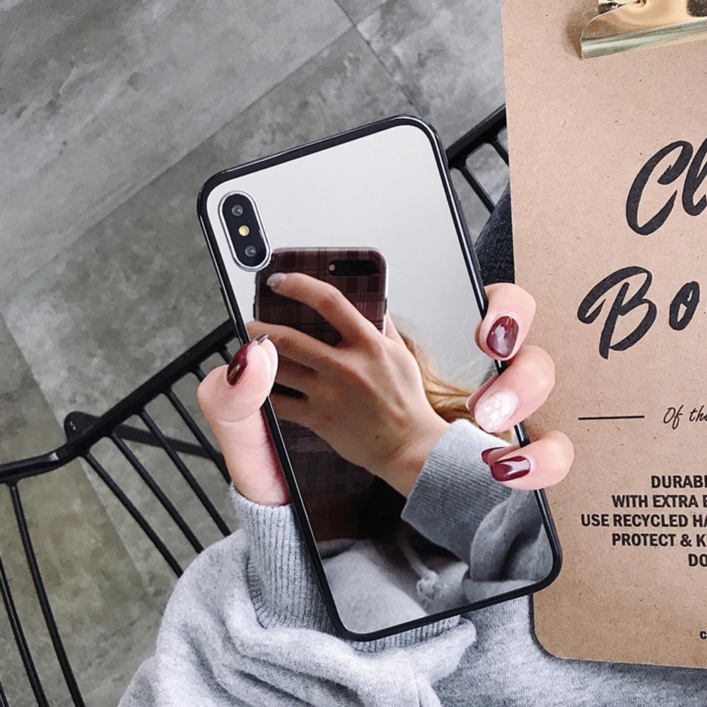 FDBRO New Full Mirror Silicone Case for iphone 7 8 6 6S Plus x 10 xr XS Pro MAX Bling Plating Soft TPU Drop proof Cover | Мобильные