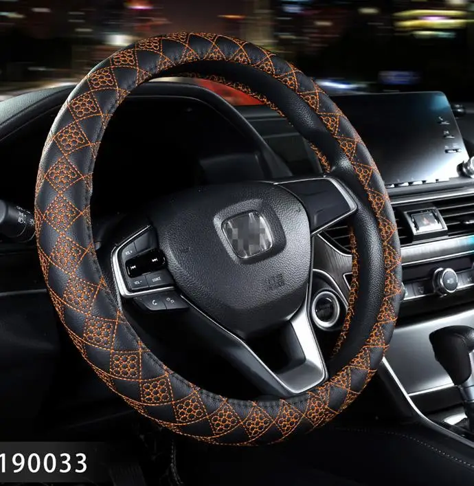 orange Швейные Чехлы рулевого колеса автомобиля чехол Авто интерьерные аксессуары для Nissan peugeot 307 sw Touran Toyota hyundai Mazda - Название цвета: orange