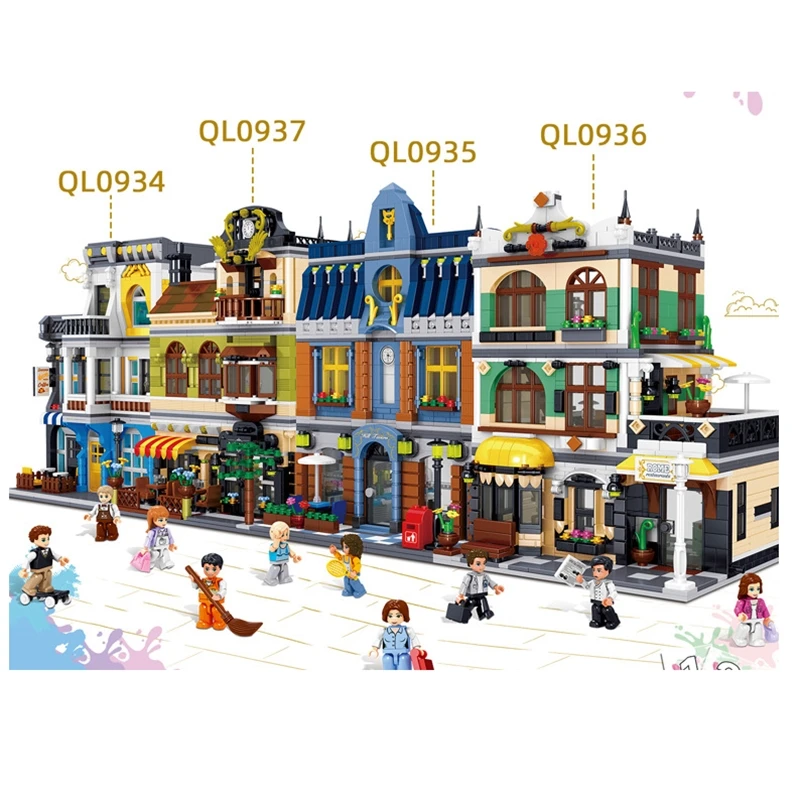 

MOC Streetview Building Toys The Summer Coffee Shop and Chinese Restaurant model Building Blocks Bricks Kids Toys Christmas Gift