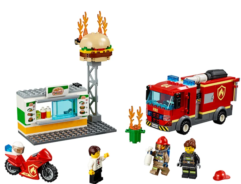 11213 345 шт город бургер бар пожарно спасательный самолет Багги дерево Нора