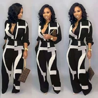 summer female jumpsuit%c2%a0high waist print %c2%a0wide leg%c2%a0 pants long sleeve loose romper office lady casual clothing 2021 new%c2%a0overalls