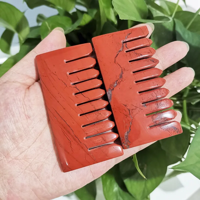 Расчески массажные с натуральной красной яшмой гребень широкими зубьями | Дом и