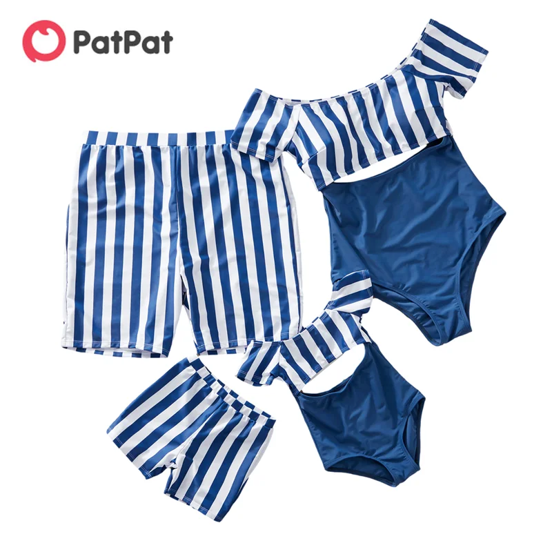 PatPat новинка 2020 Летний полосатый купальник для всей семьи одинаковые наряды