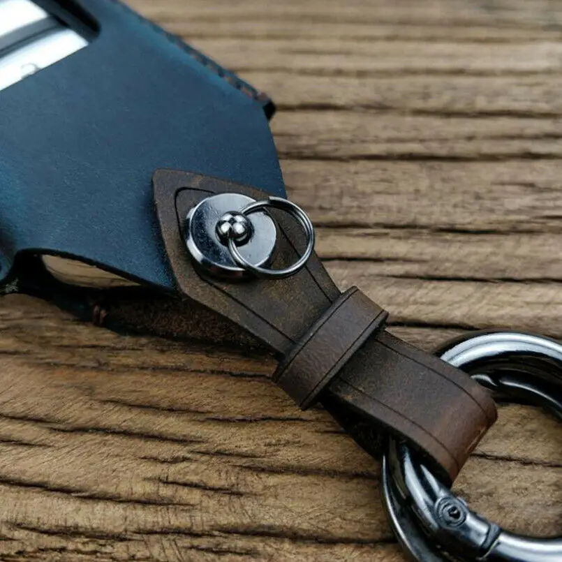 

1pcs Genuine Leather Car Remote Key Case Holder Bag Protector Cover With Key Chain For Honda Civic