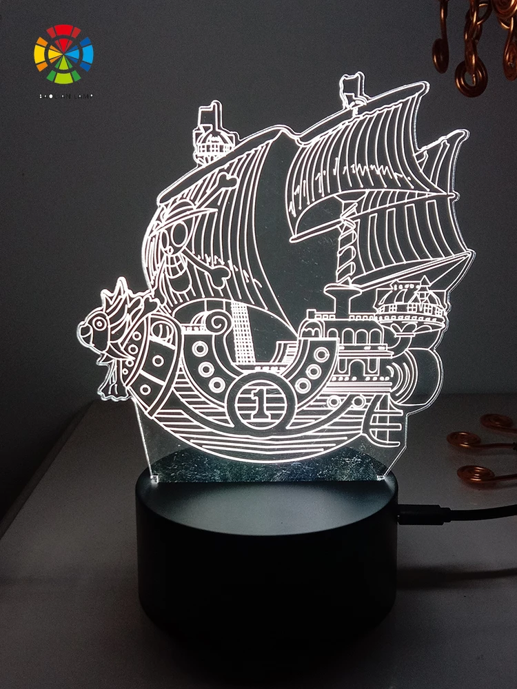 One piece Pirate Ship 3d led lamp for bedroom manga night lights anime figure room decor lampara de noche dormitorio luces | Лампы и