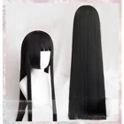 Парики для косплея Kakegurui Yumeko Jabami, черные прямые термостойкие синтетические волосы Perucas, парик для косплея, 100 см