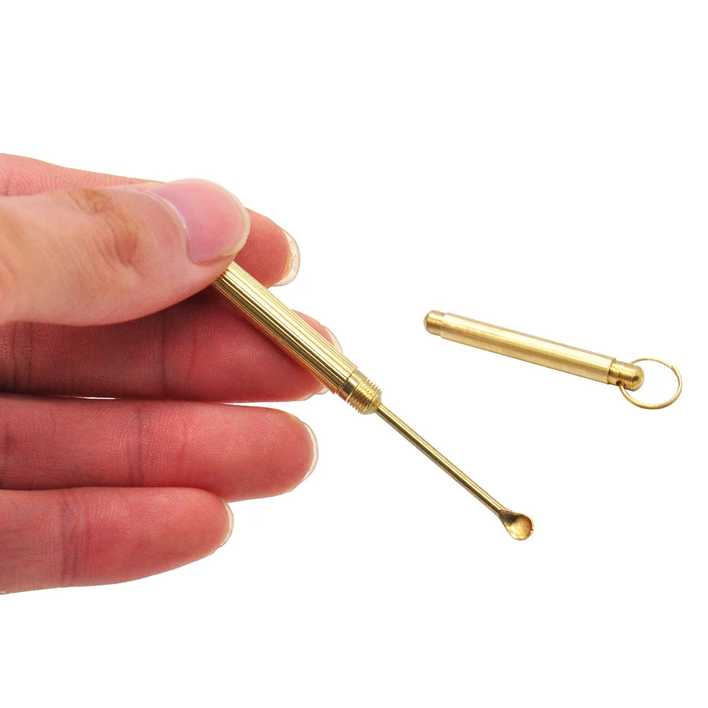 

HORNET Metal Snuff Tobacco Pipe Shovel Key Chain Gold Brass Snuff Spoon Sniffer Snorter Powder Hoover Hooteer Pocket Size