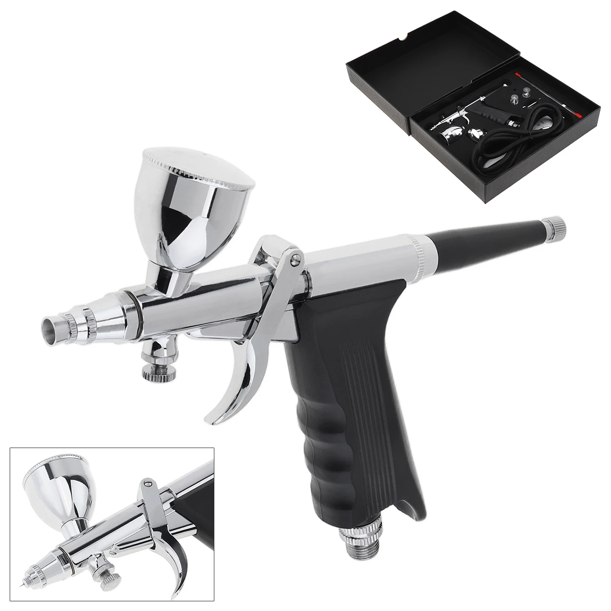 

0.2/0.3/0.5mm Double Action Spray Gun Trigger Airbrush Set With Tips 3 Cups Spray Gun Model Air Brush For Nail Tools Tattoo Art