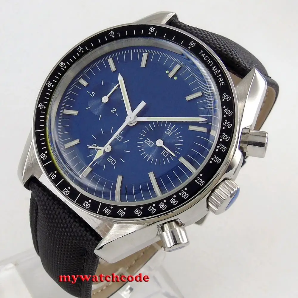

40mm bliger blue sterile dial bow glass day week indicator Mechanical automatic mens watch B214