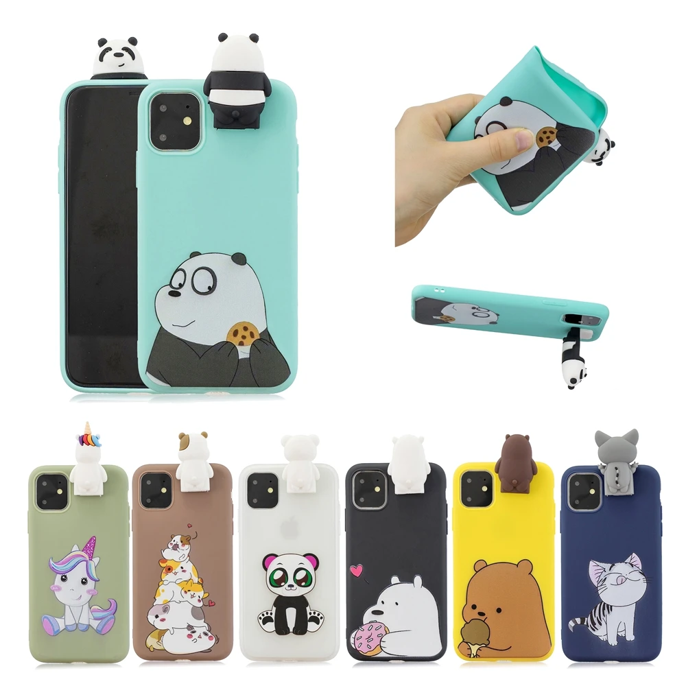 Чехол для iPhone 11 Pro Max силиконовый чехол с объемным медведем держатель телефона 5 6 6S