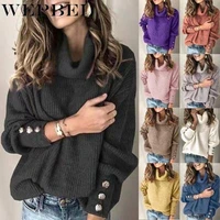 wepbel fashion autumn winter warm solid color high collar pullovers knitted sweater women wool knitwear clothing plus size s 5xl