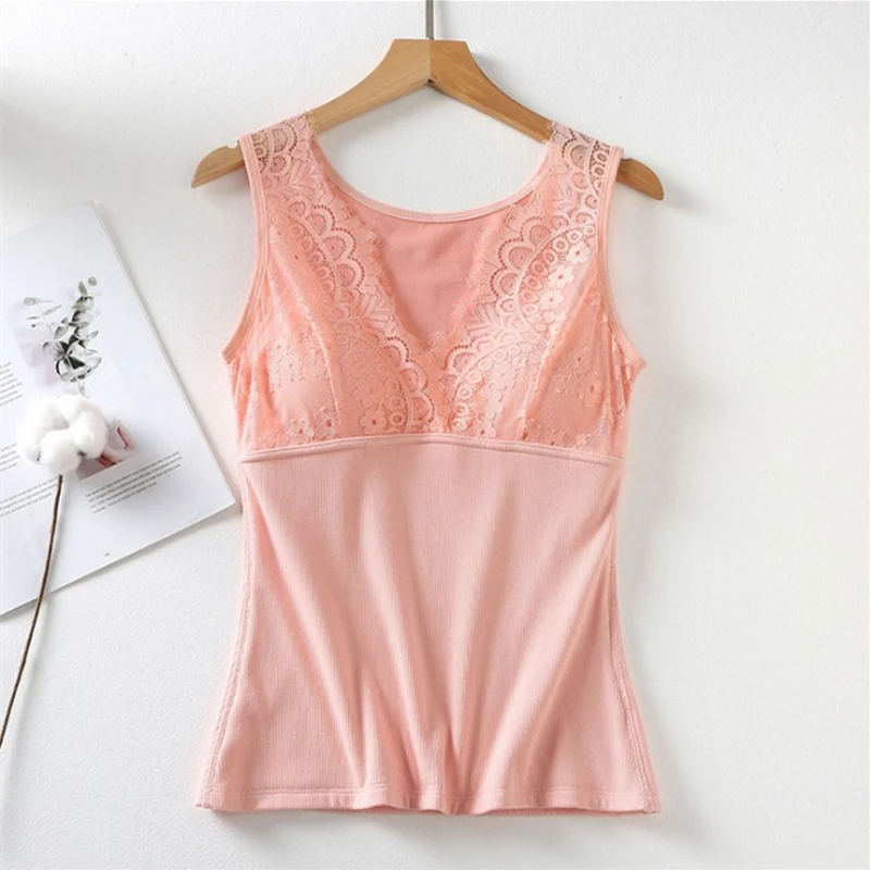 Зимнее женское бархатное термобелье кружевной жилет толстая чашечка с