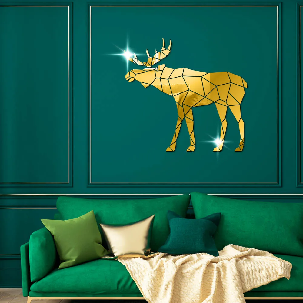 Moose полигональные дикие животные настенные наклейки Охотник украшение комнаты