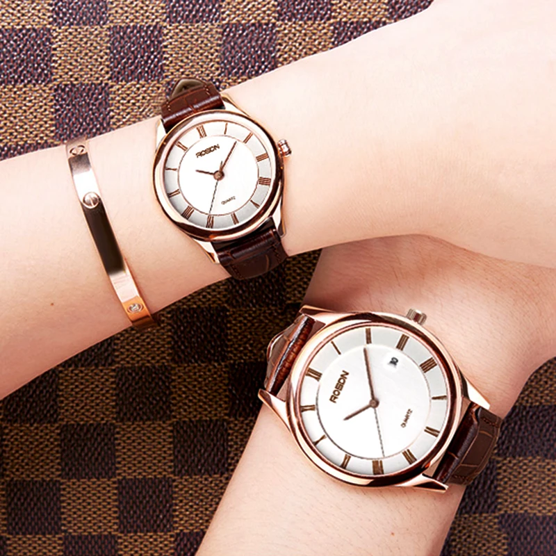 Роскошный бренд ROSDN пара японские кварцевые часы движение женские 7 мм ультра