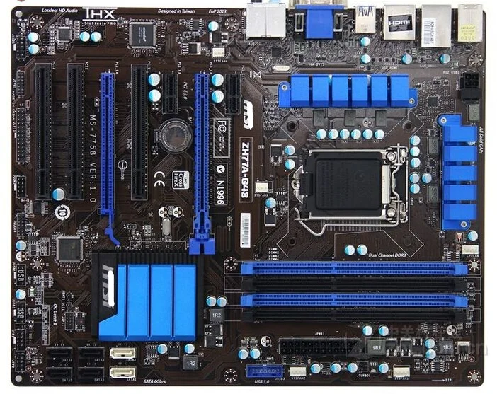 MS ZH77A-G43 оригинальная б/у материнская плата DDR3 LGA 1155 для процессора I3 I5 I7 32 Гб H77 ПК