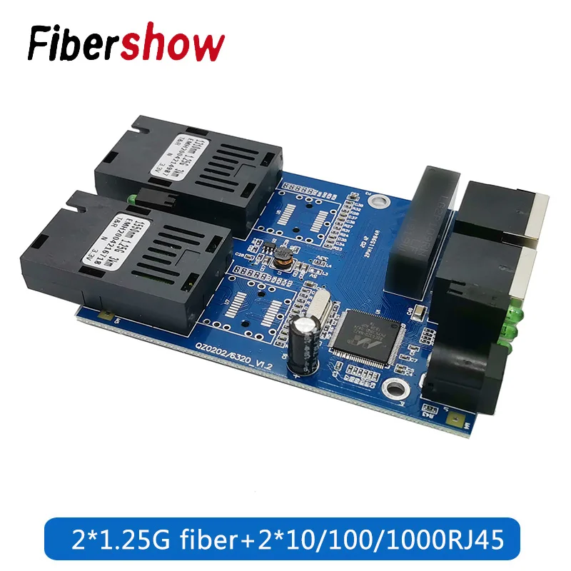 Ethernet волоконный коммутатор 10/100/1000 м 2 RJ45 UTP SC 20 км гигабитный оптический медиа