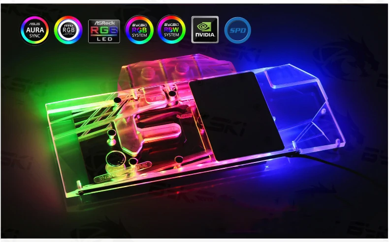 Bykski водоблок для GIGABYTE RTX2080 WINDFORCE OC 8G/RTX2070 GAMING OC 8G/медный блок/3PIN 5V A-RGB/4PIN 12V RGB