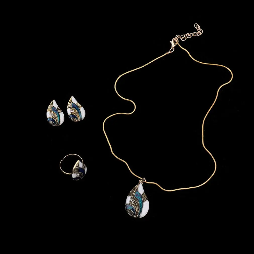 3 шт./компл. ювелирные изделия в форме капли воды серьги кольцо на палец ожерелье