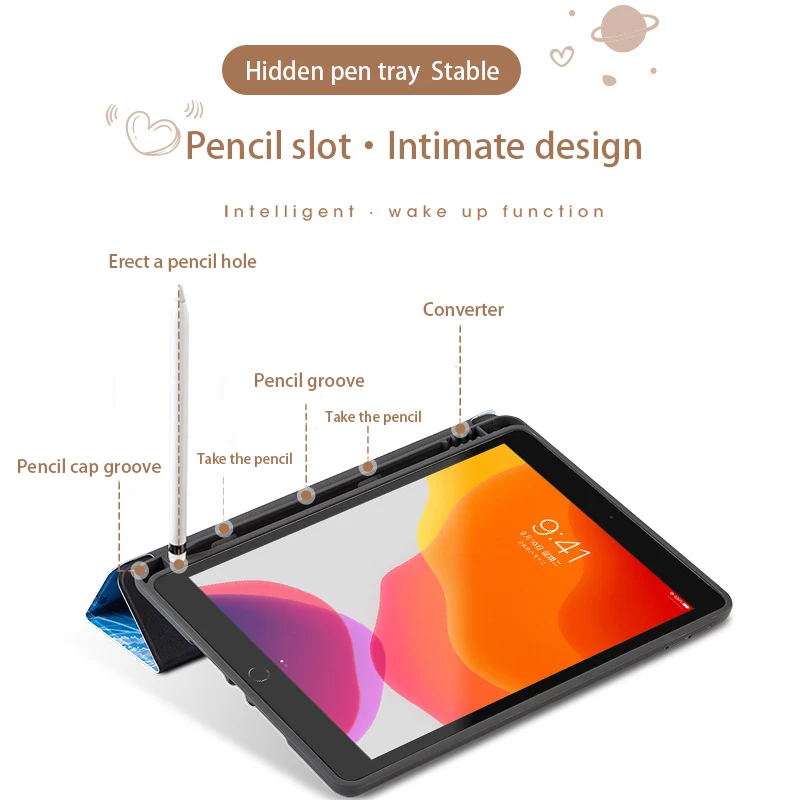 Пенал для iPad Pro Air3 / Air2 1 2019iPad 10 2 mini5 4 PU кожаный смарт-чехол с автоматическим