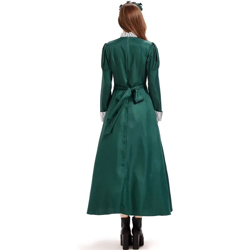 

2020 Halloween Costume Cosplay Castle bat servant housekeeper dress European style waistband Long Sleeve Dress