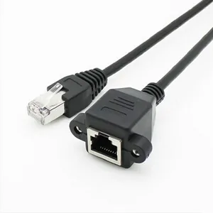 1pcs 30cm 60cm 100cm 150cm 3M 5M 8Pin RJ45 Cable Male to Female Screw Panel Mount Ethernet LAN Network 8 Pin Extension Cable