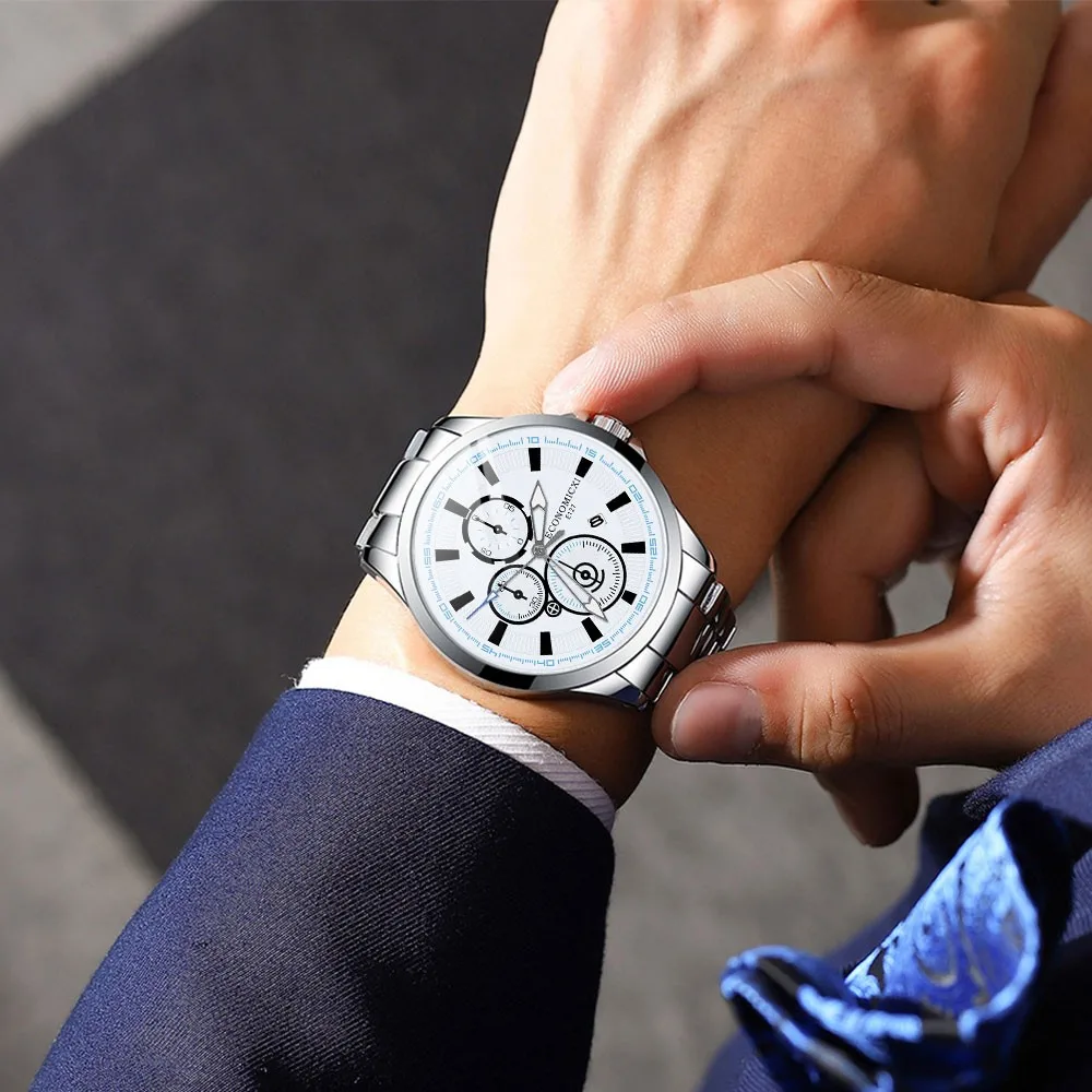 

Fashion Brand Black Men Quartz Wristwatches Luxury Hollow Stainless Steel Strap Mechanical Watch Wrist Clock Retro Watches Men