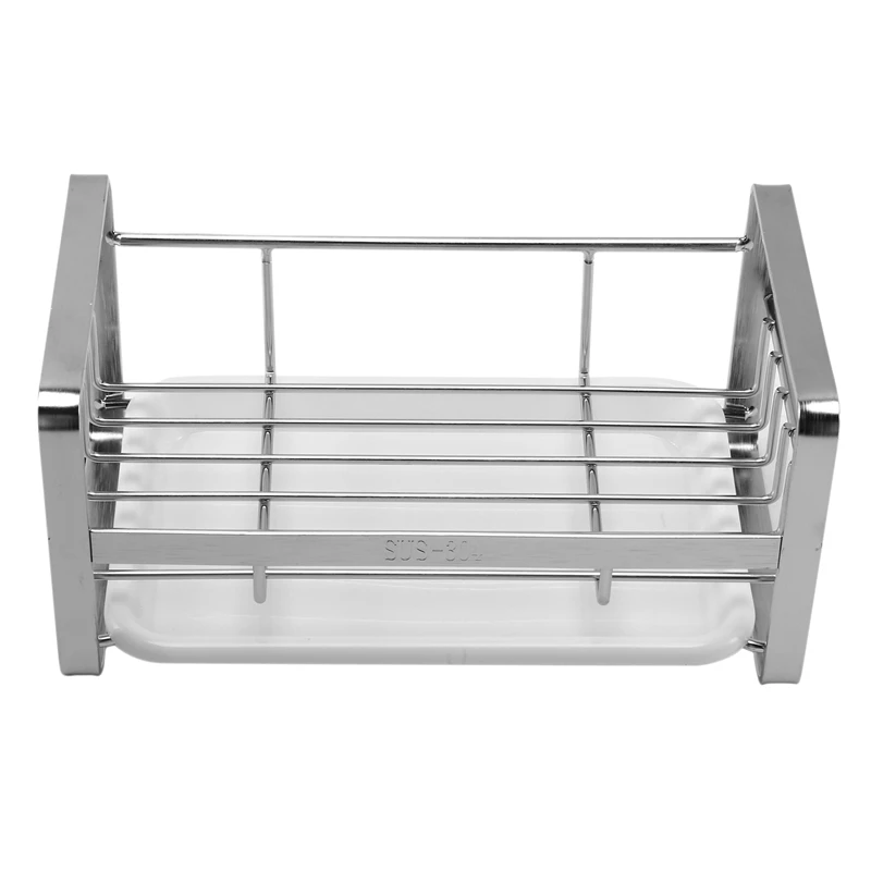 

Sponge Holder, Sponge and Soap Holder for Kitchen Sink, 304 Stainless Steel Kitchen Dish Soap Caddy Tray Organizer
