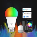 Многоцветная приглушаемая смарт-лампа E27 с Wi-Fi, светодиодная лампа с управлением через приложение, голосовым помощником Alexa, управлением через Google, смарт-лампа для пробуждения, ночник