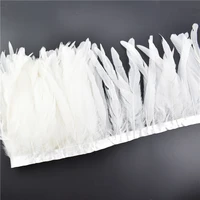 2meters pure white rooster tail feather trim ribbon on tape clothes feathers sewing trimmings diy wedding accessories decoration