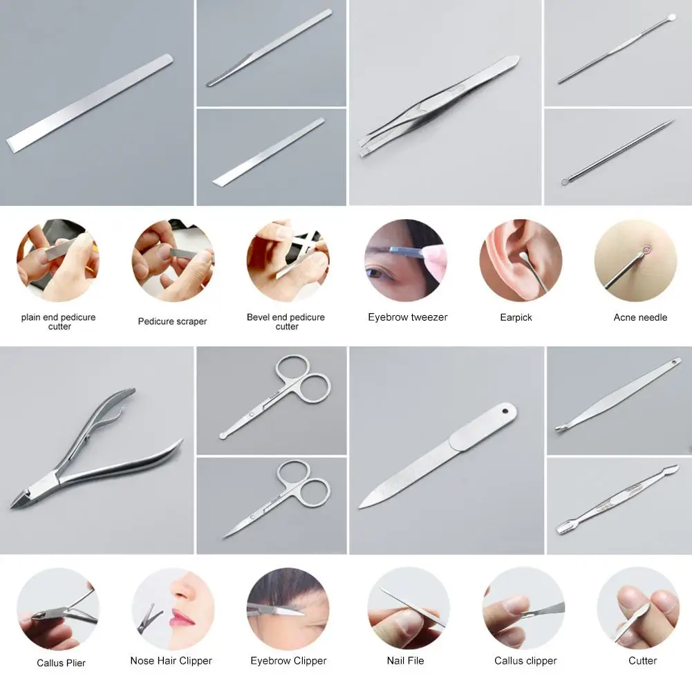 18 шт. инструменты для ногтей из углеродистой стали набор клипер маникюрный