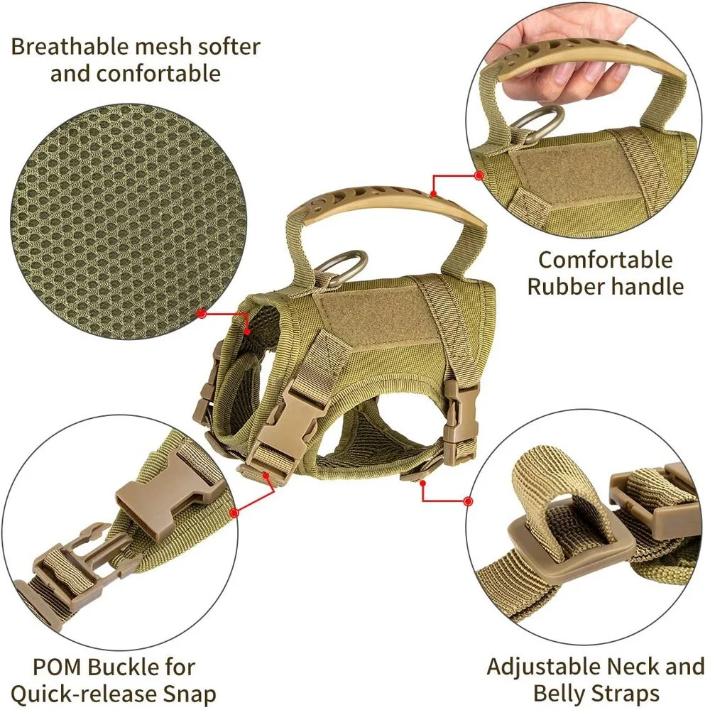 Arn&eacute;s t&aacute;ctico militar para perros y gatos, Collar de chaleco de nailon 600D MOLLE, transpirable, correa de pecho ajustable para entrenamiento, caminar, seguridad para cachorros-1