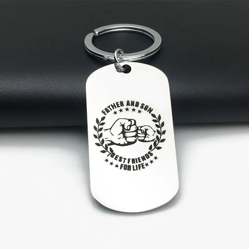 

Oeinin Simple Keychain Man Father And Son Key Holder Bags Unisex Letter Color Alloy Key Chain Pendant Accessories Porte Clef