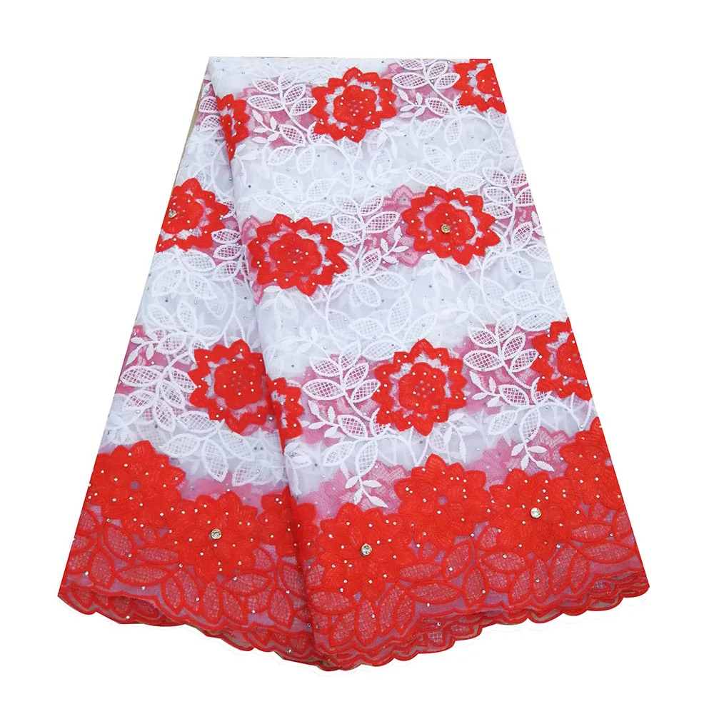 Red lace Ourwin африканская кружевная ткань, тюль, кружевная ткань, последние Африканские свадебные платья, кружева, нигерийские кружева, ткани для Aso Ebi - Цвет: Red lace
