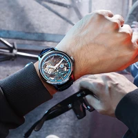 jinlery luxury mens watch fully automatic mechanical wristwatch brand business neptune skeleton dial watch for men new relogio